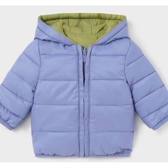 MAYORAL Turtle Green Reversible Puffer‎ Jacket Coat Blue Green Boys 4-6 Months - Picture 3 of 13
